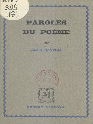 cover image of Paroles du poème